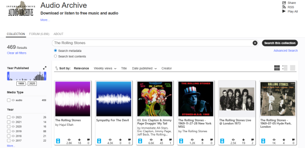 Ein Screenshot vom Internet Archive.