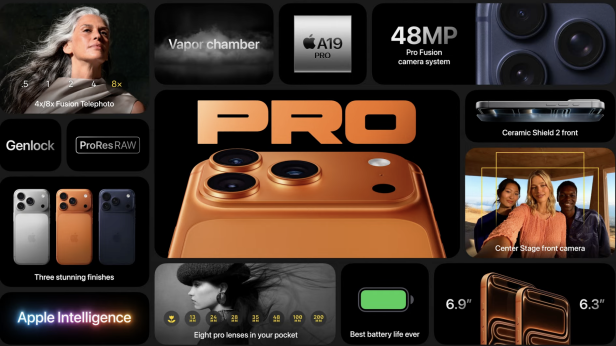 Das iPhone 17 Pro wird mit verbesserter Kamera und längerer Akkulaufzeit beworben.