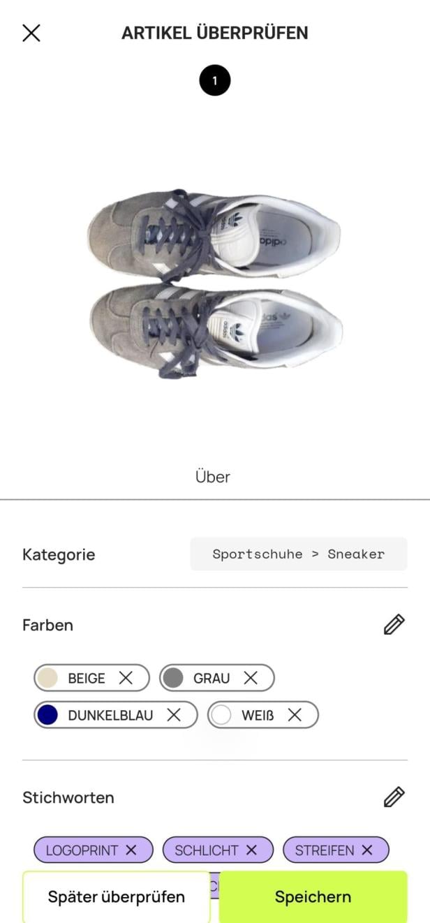 Screenshot des Artikel-Bearbeitungsfeldes von Whering.