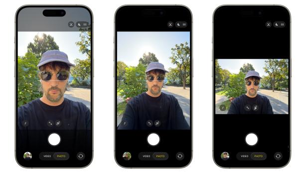 Ein Mann macht ein Selfie mit einem iPhone Air.