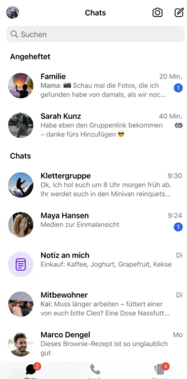 Konversationsübersicht in der Signal-App.