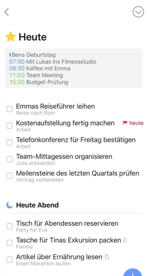 Aufgabenübersicht in der Things 3 App.
