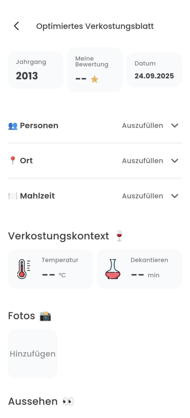 Screenshot "Optimiertes Verkostungsblatt"