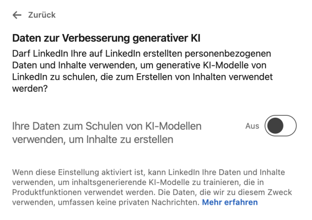Der Reiter um der Nutzung der Daten für das KI-Training zu widersprechen 