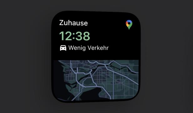 Widget der Google Maps App mit erwarteter Ankunftszeit