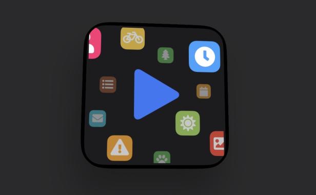 Widget der Scriptable-App mit einem Play-Button als Beispiel