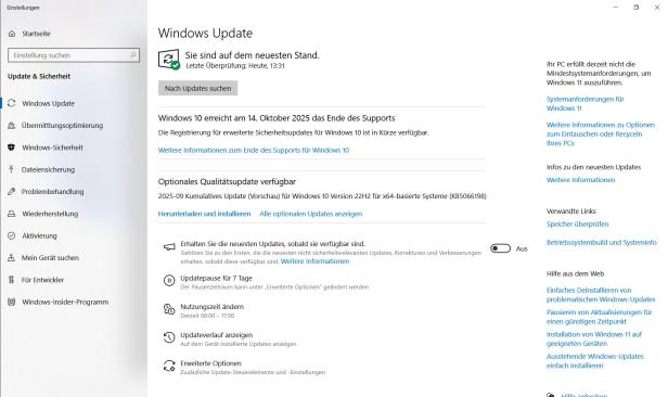 Screenshot Windows Update