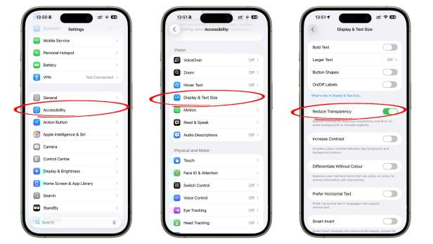iOS 26: So dreht man am iPhone das neue Liquid-Glass-Design ab