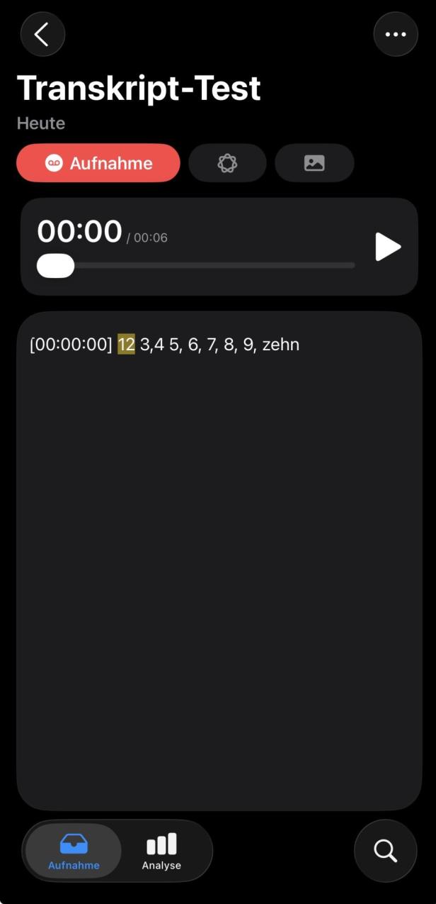 Übersicht einer Aufnahme in AnyTalk