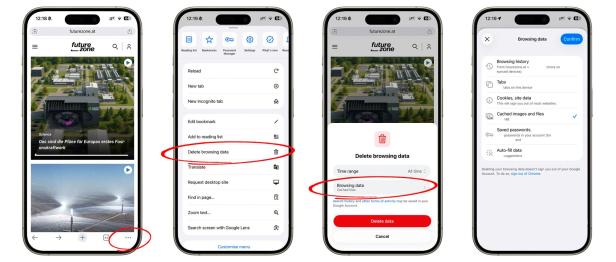 So löscht man seine Nutzungsdaten im iPhone-Chrome-Browser.