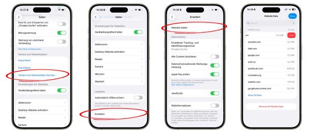 So löscht man die Nutzungsdaten im Safari-Browser.