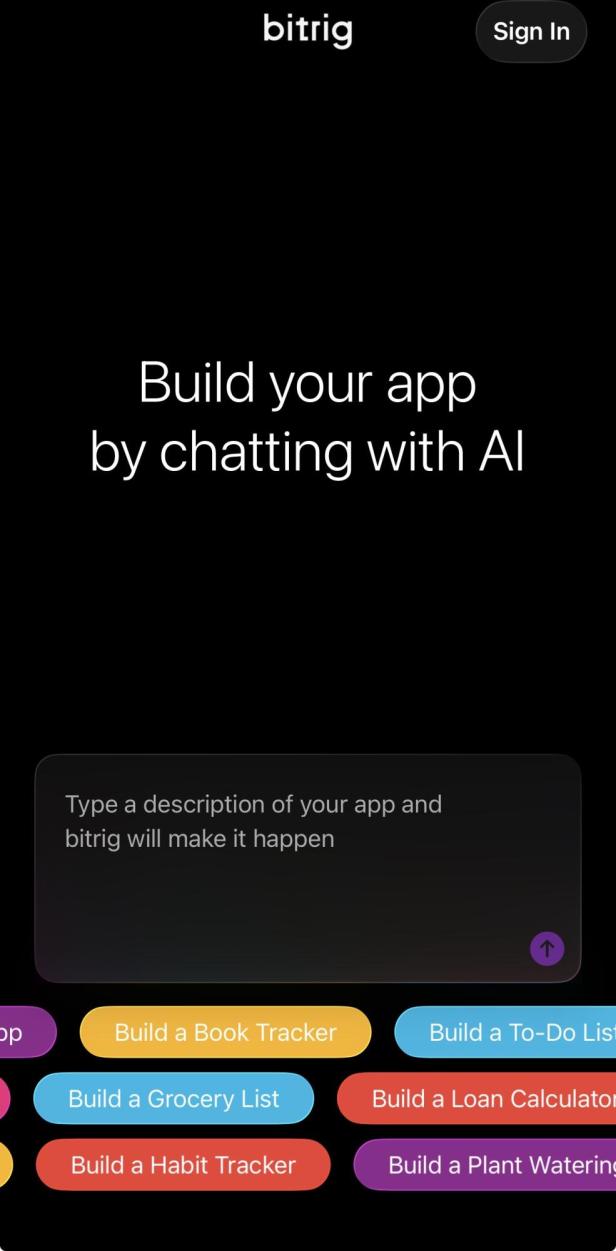 Der Startscreen von Bitrig