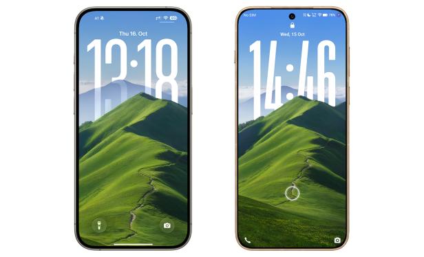 iOS 26 auf einem iPhone (links) vs. OriginOS 6 auf dem Vivo X300 Pro (rechts)