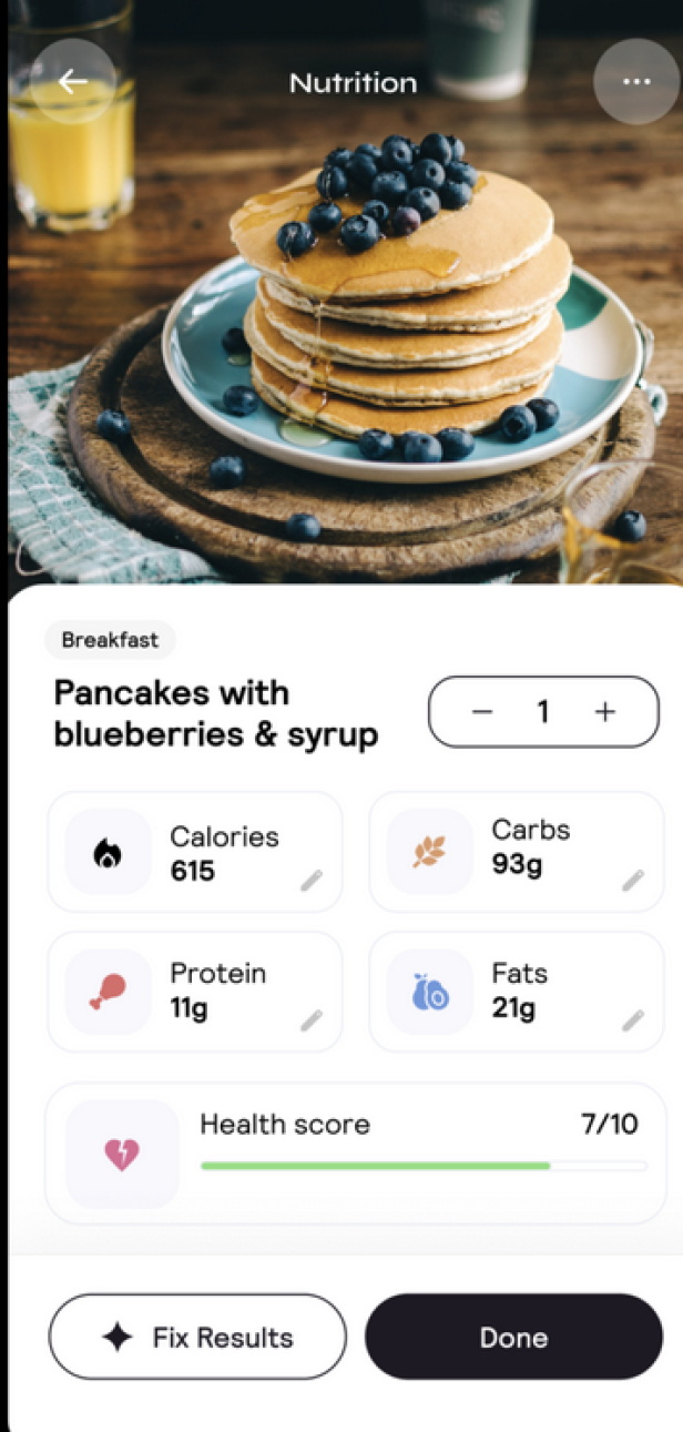 KI-Erkennung der Cal AI App mit Ergebnissen der Analyse