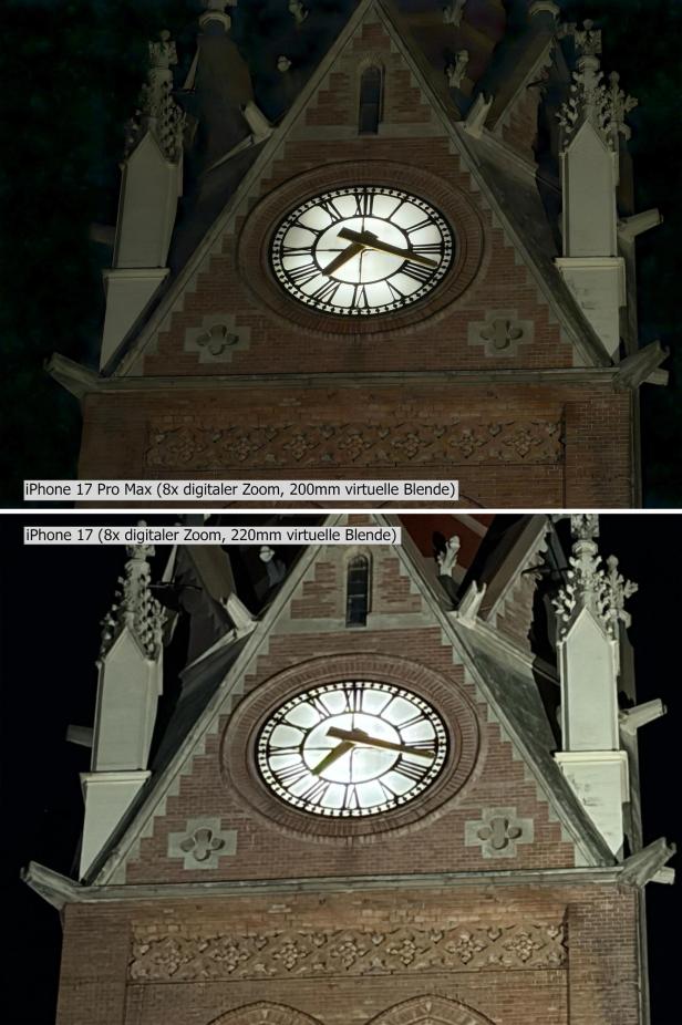 iPhone 17 Pro Max vs iPhone 17 - Fotovergleich mit dem 8-fachen Zoom