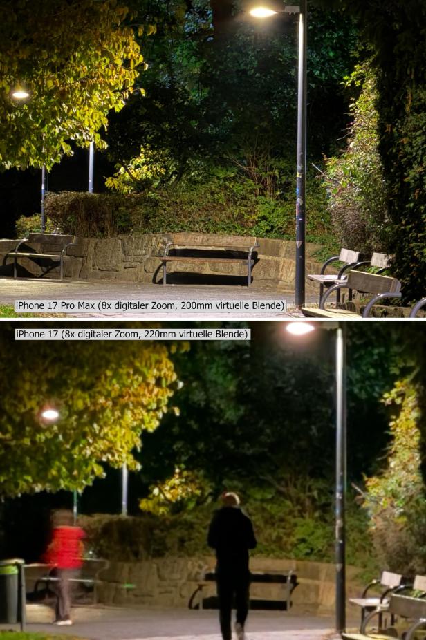 iPhone 17 Pro Max vs iPhone 17 - Fotovergleich mit dem 8-fachen Zoom