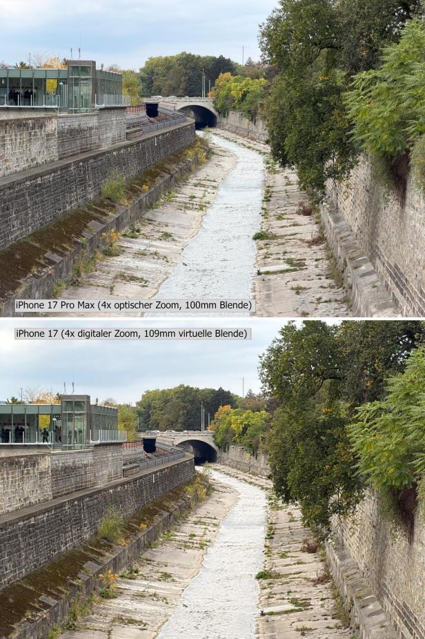 iPhone 17 Pro Max vs iPhone 17 - Fotovergleich mit dem 4-fachen Zoom