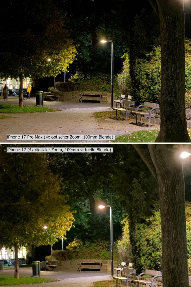 iPhone 17 Pro Max vs iPhone 17 - Fotovergleich mit dem 4-fachen Zoom