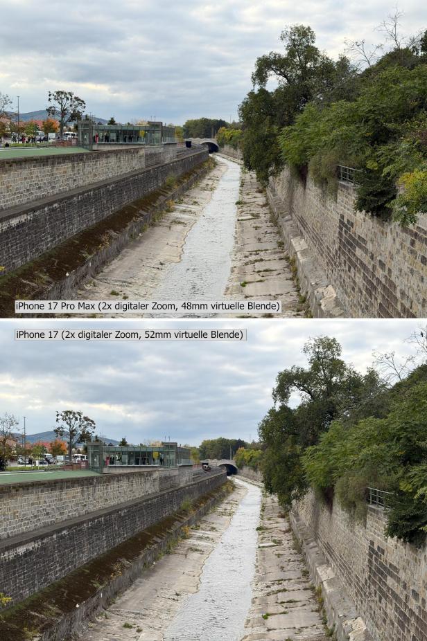 iPhone 17 Pro Max vs iPhone 17 - Fotovergleich mit dem 2-fachen Zoom