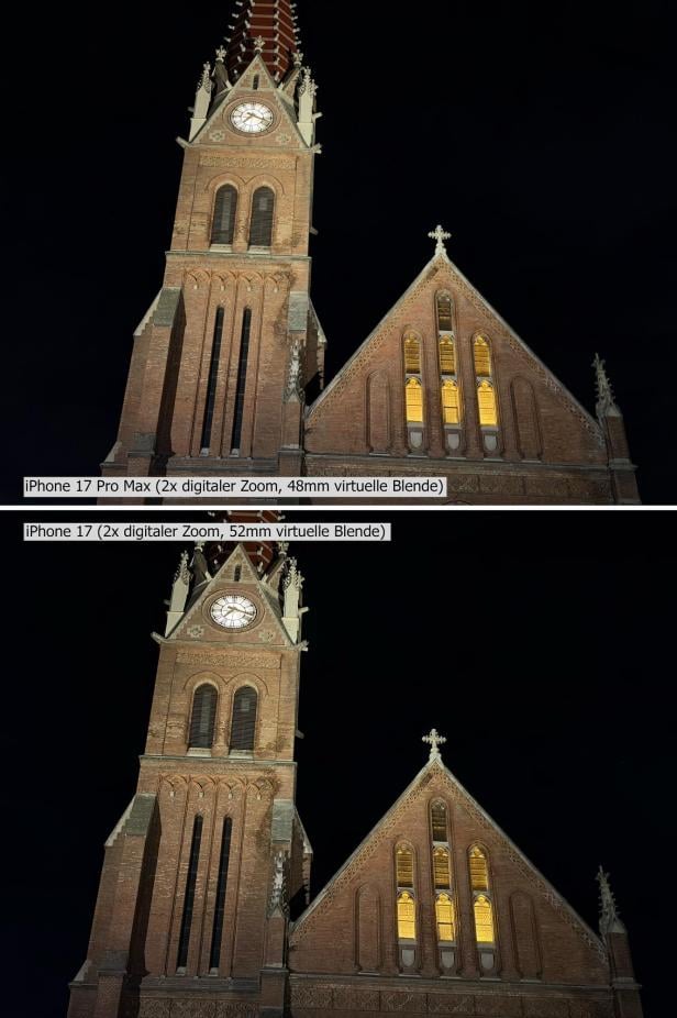 iPhone 17 Pro Max vs iPhone 17 - Fotovergleich mit dem 2-fachen Zoom