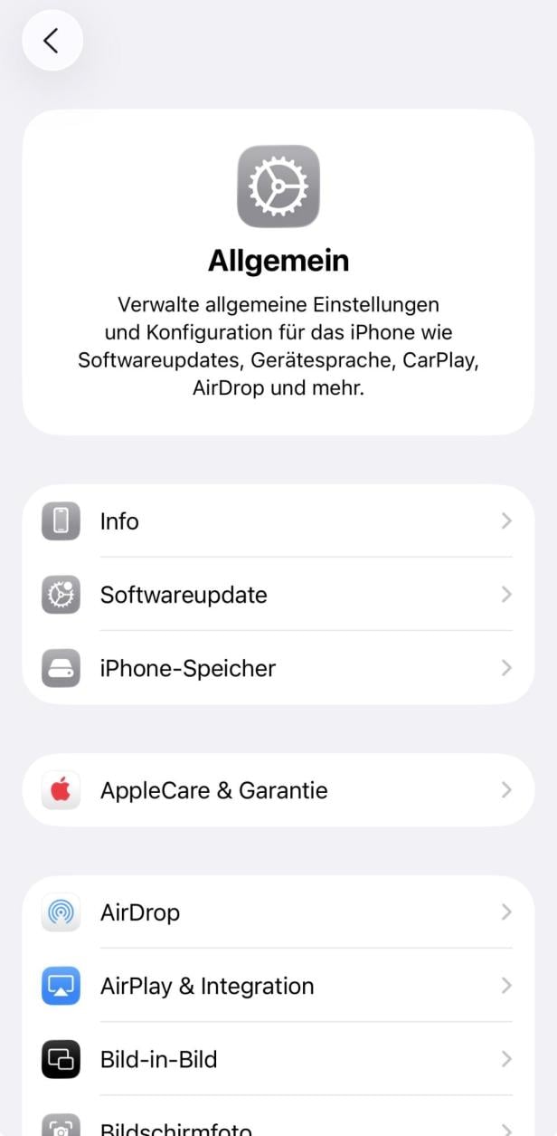 Die Einstellungen beim iPhone