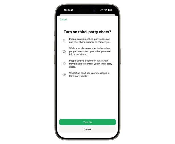 WhatsApp zeigt einige Hinweise an, bevor man die Funktion aktivieren kann. 