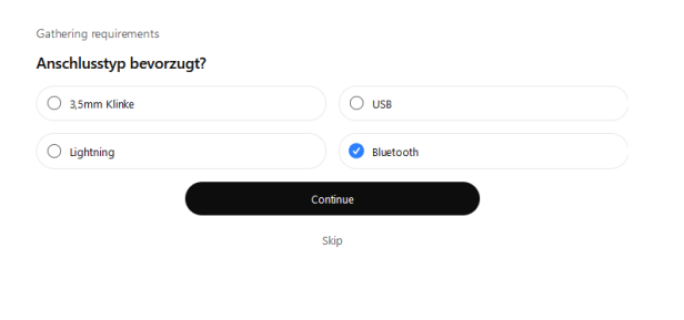 ChatGPT fragt, welchen Anschlusstyp man bevorzugt