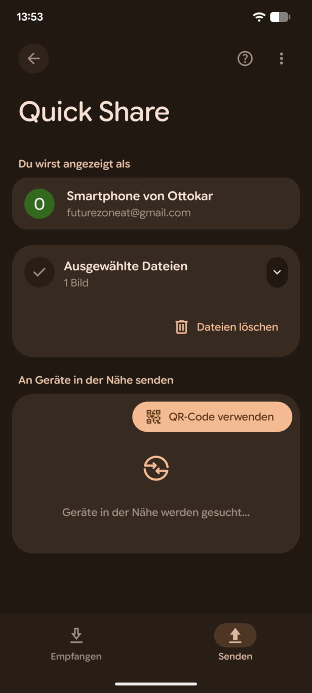 Wie man Dateien über QuickShare versendet 