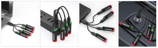 AA-Batterien werden mittels USB-C aufgeladen