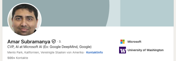 Die LinkedIn-Seite von Amar Subramanya