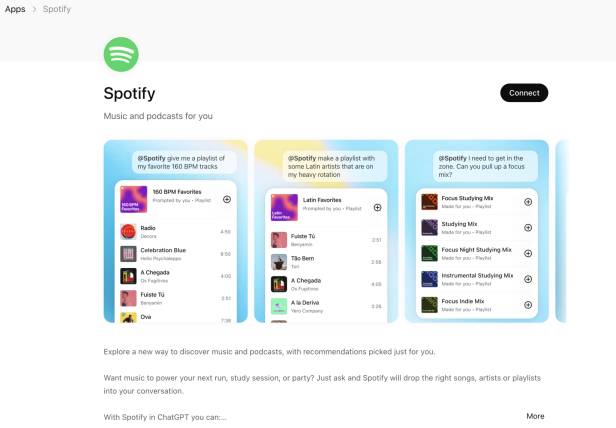 Spotify lässt sich mit ChatGPT verknüpfen.