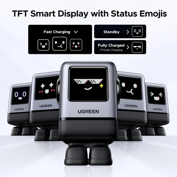 Ugreen Uno stellt auf dem Display verschiedene Gesichter dar