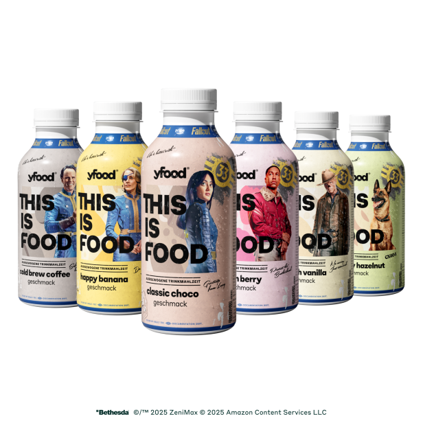 yfood Fallout-Edition mit Charakteren auf der Verpackung im Überblick 