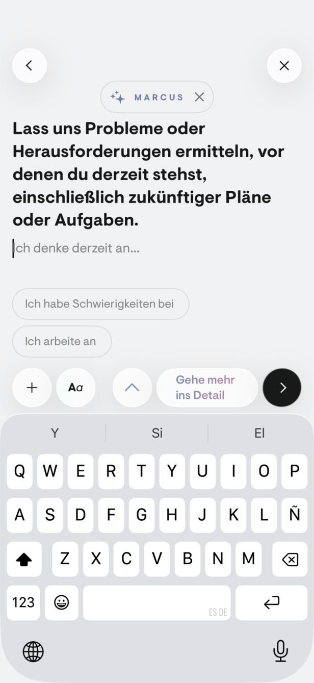 Eingeblendet wird eine Frage, die man im Journal von Stoic beantworten soll 
