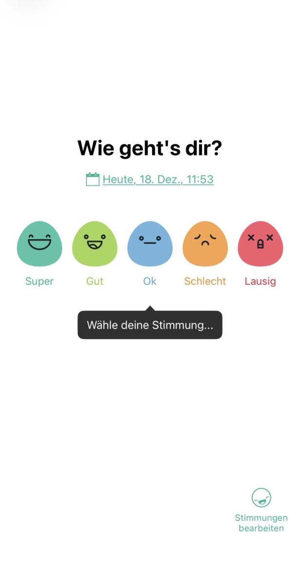 Man kann zwischen 5 Emojis wählen