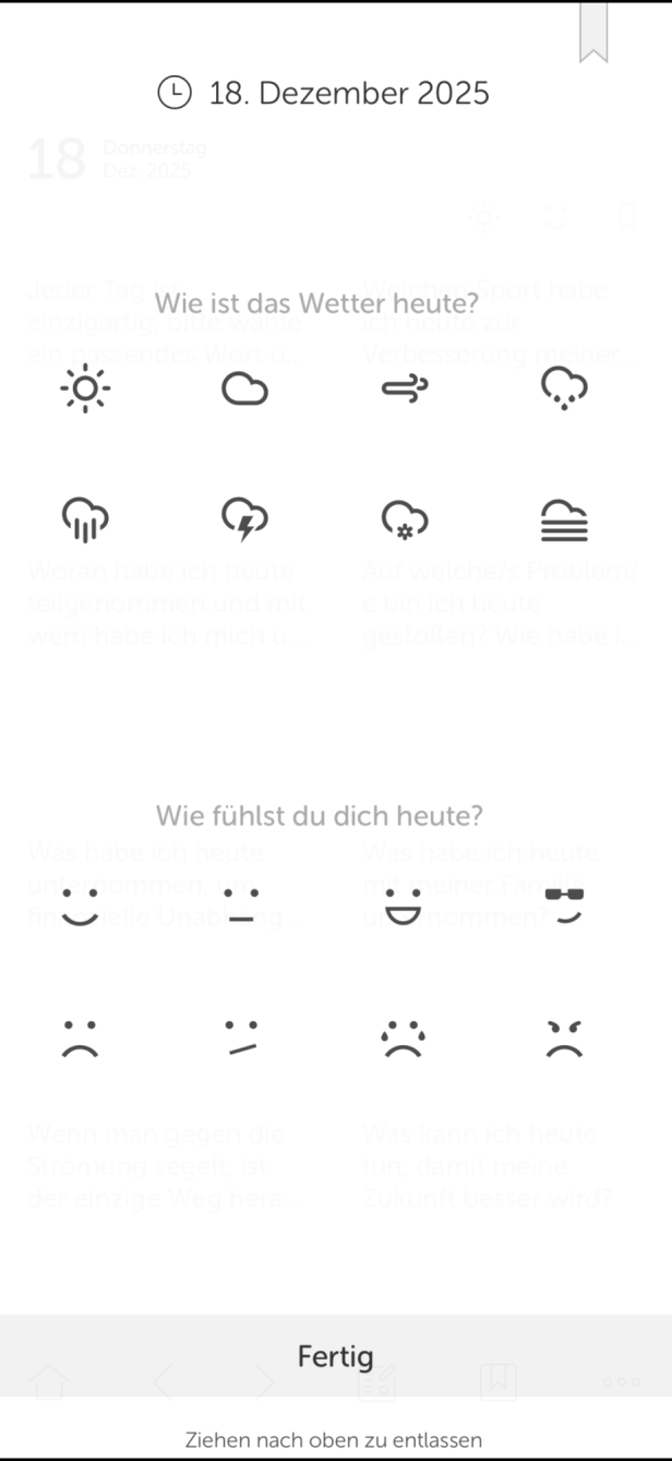 Auswahl der Emojis bei Grid Diary 