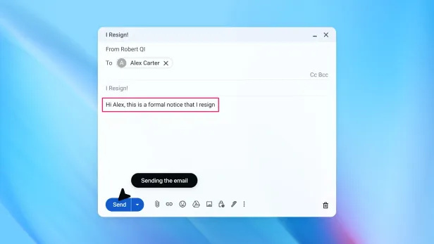 Ein Beispiel von Open AI einer Mail in der der Anwender gekündigt wird 