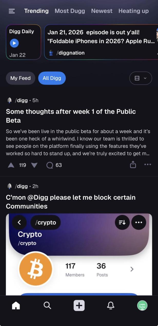 Trending-Übersicht in der Digg-App