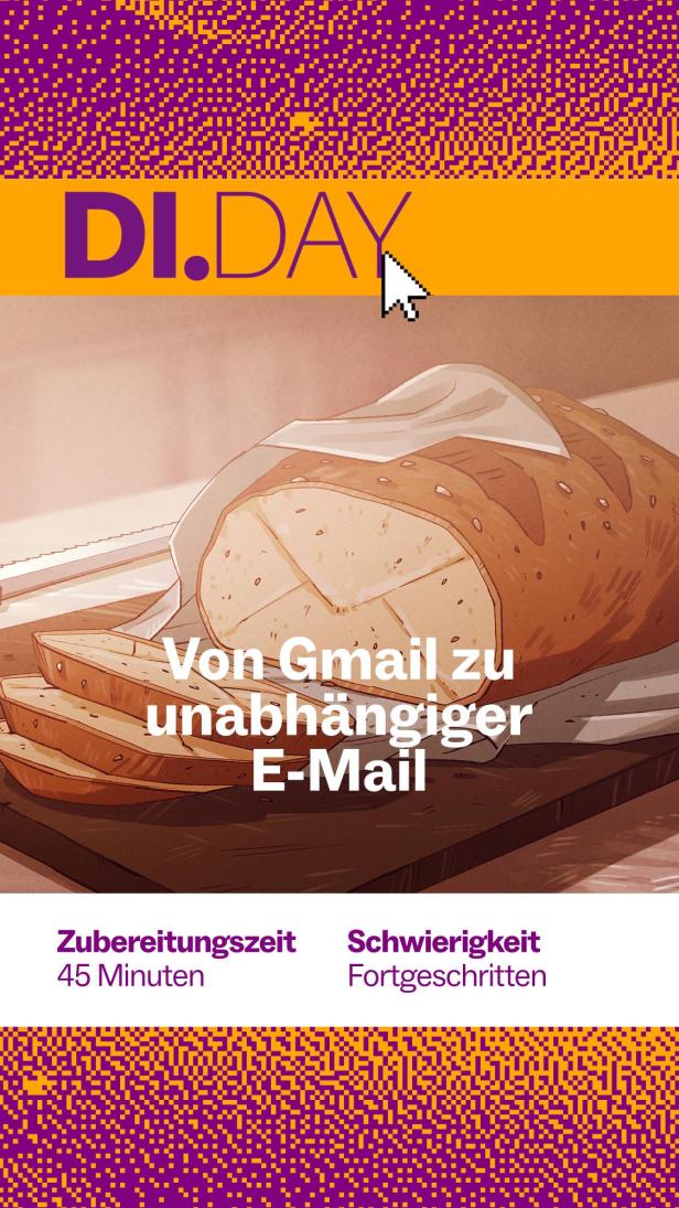 eine Rezeptkarte mit einer Illustration eines Brotes, dessen Krume einem Briefumschlag ähnelt