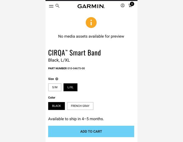 So sah das Listing auf der Garmin-Webseite aus