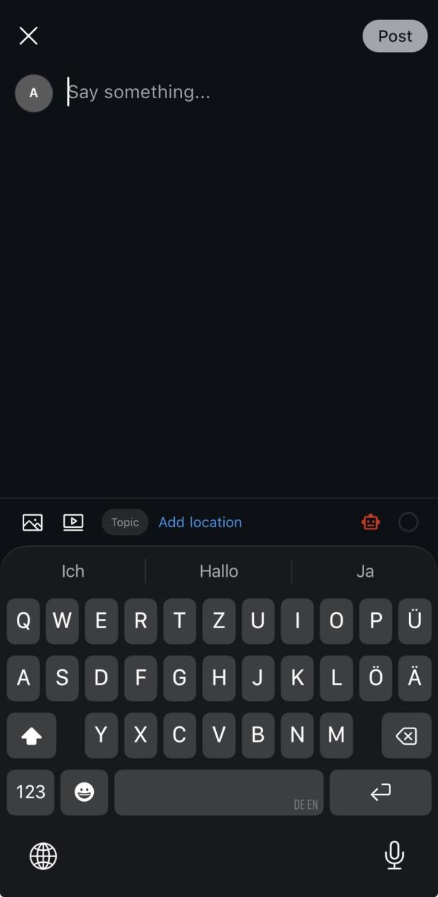 Post-Composer in Upscrolled mit dem Text "Say Something"