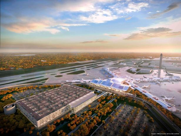Der Flughafen von Pittsburgh hat ebenfalls eine X-Form.