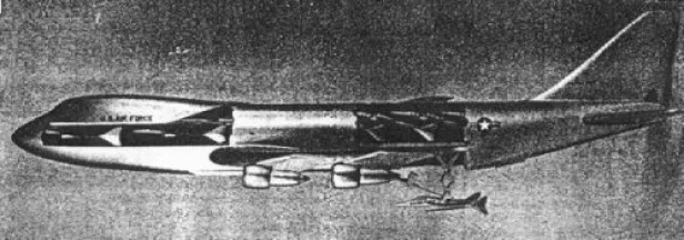 Konzeptgrafik eines Jumbojets, der ein kleines Flugzeug herablässt
