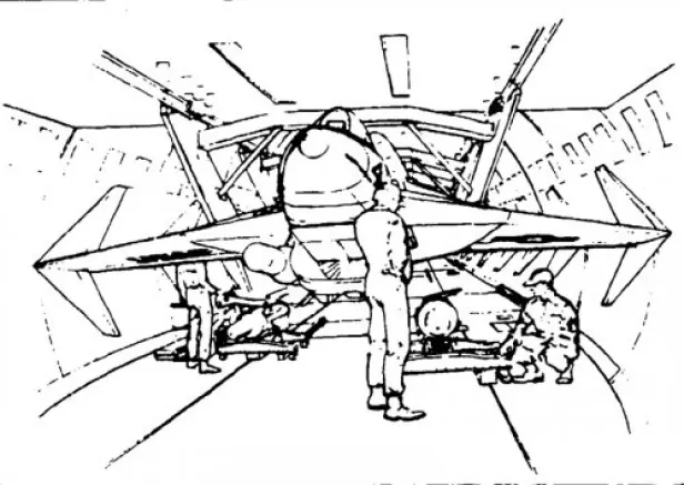Konzeptgrafik für einen Boeing Microfighter im Hangar der 747-AAC