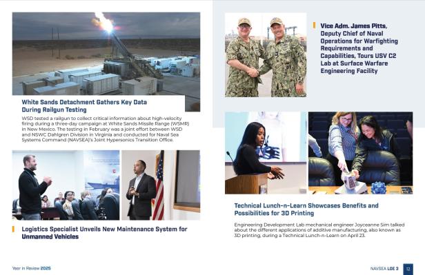 Seite 12 des Year-in-Review-Berichts der US Navy zeigt links oben eine Railgun