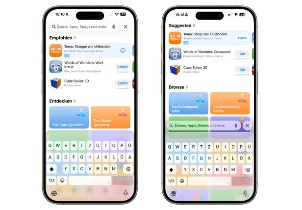 iOS 26.4 (links) vs. iOS 26.3 (rechts)