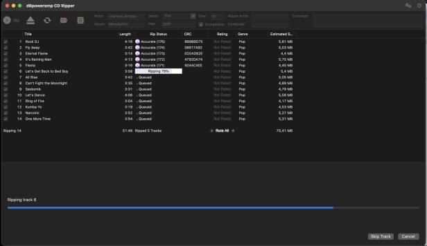 Screenshot des Ripping-Prozess in dBPoweramp