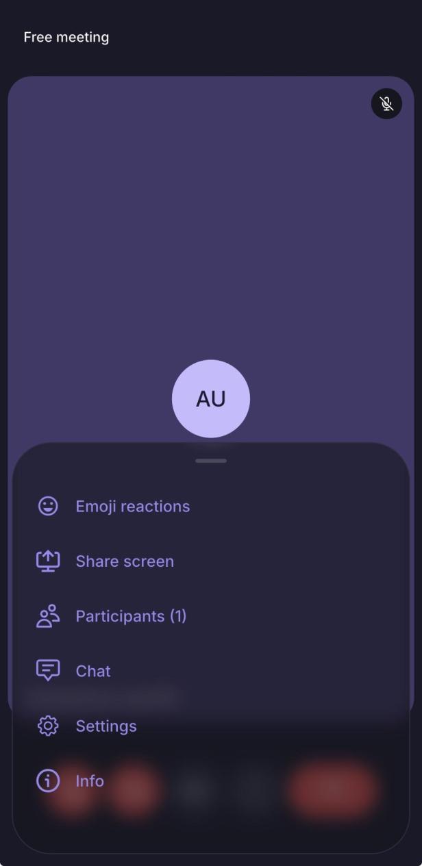 User Interface von Proton Meet