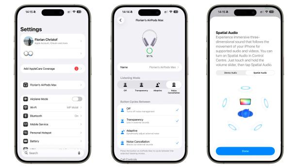 Die Einstellungen der Apple AirPods Max 2