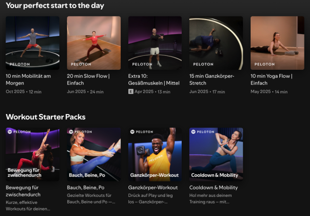 Der neue Fitness hub bei Spotify